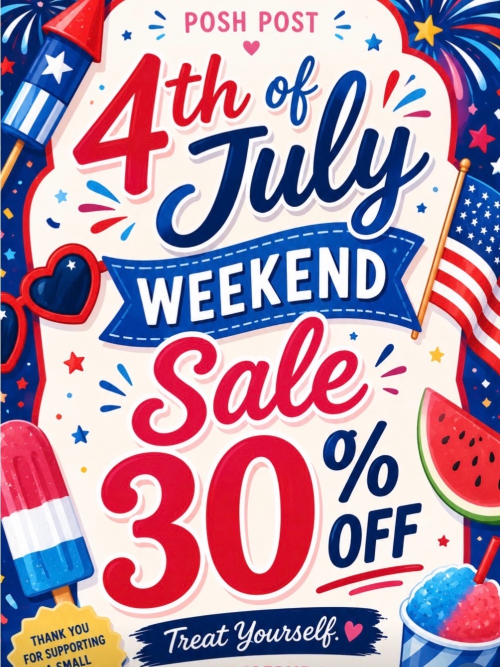 Items have been marked down 30% off for this sale❤️💙🍦